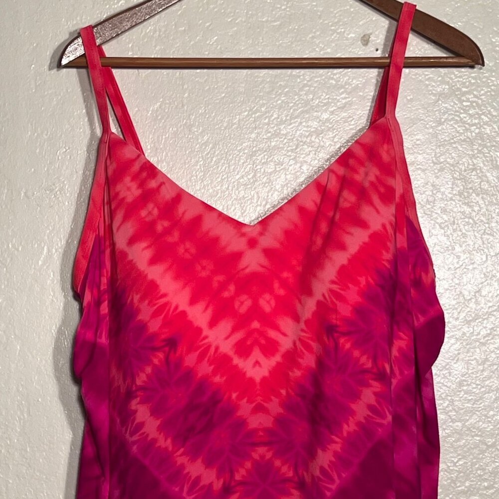 Aqua Green Plus Size 2X Pink Tie-Dye Tankini Swim Top Adjustable Straps NWOT - Picture 7 of 9